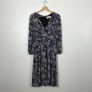 Eliza J dress women size 6 long sleeve V neck ruched waist zip back closure